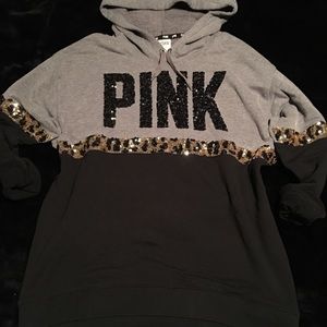 ‼️ SOLD ‼️ VS PINK Cheetah Leopard Bling Hoodie